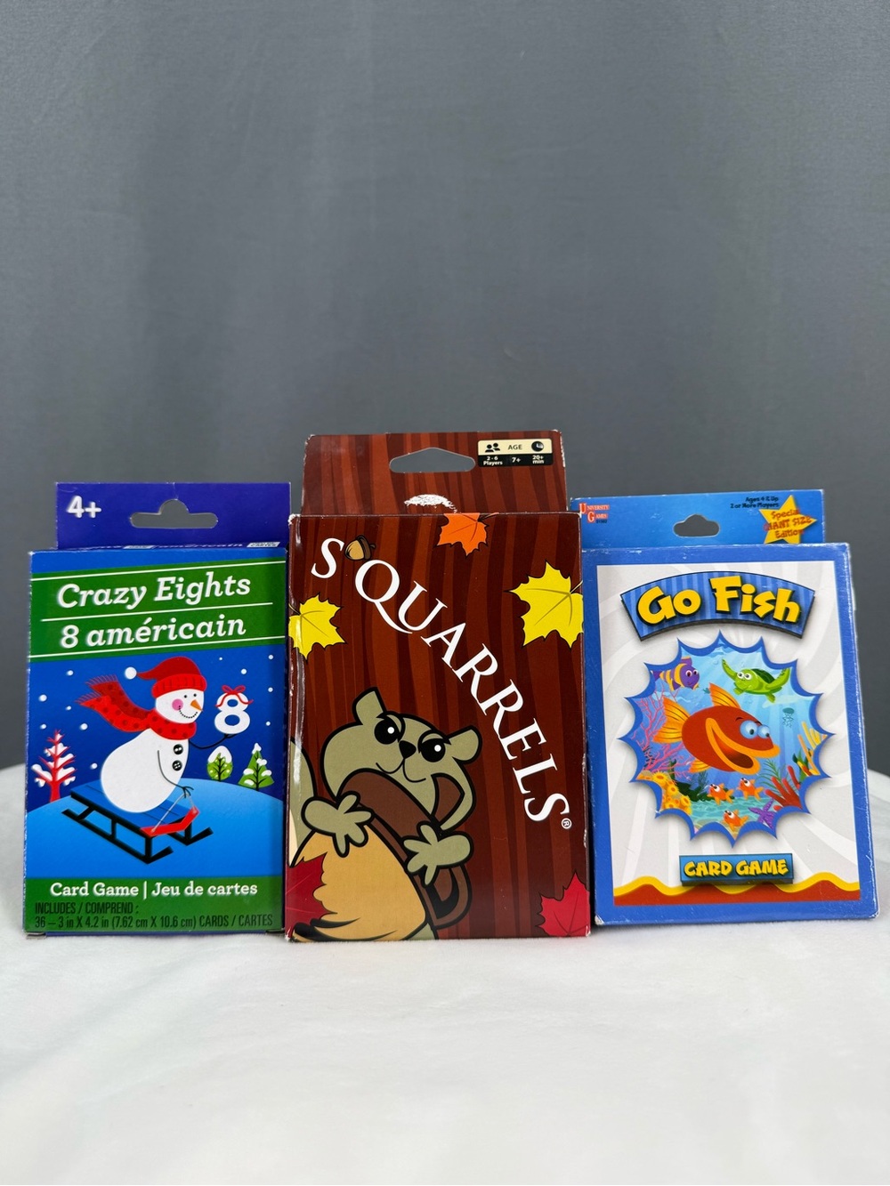 S'Quarrels, go fish and crazy eights Card Games